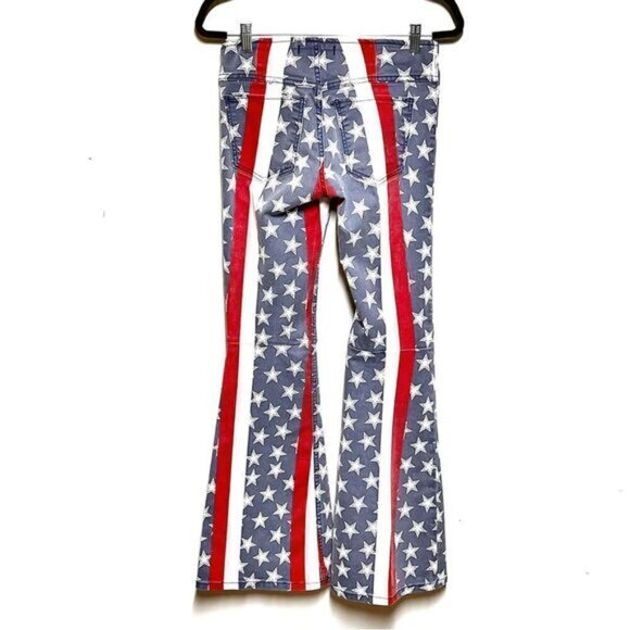 Rare Free People Stars and Stripes pull on Penny Flares Womens Sz 27 - Picture 7 of 12
